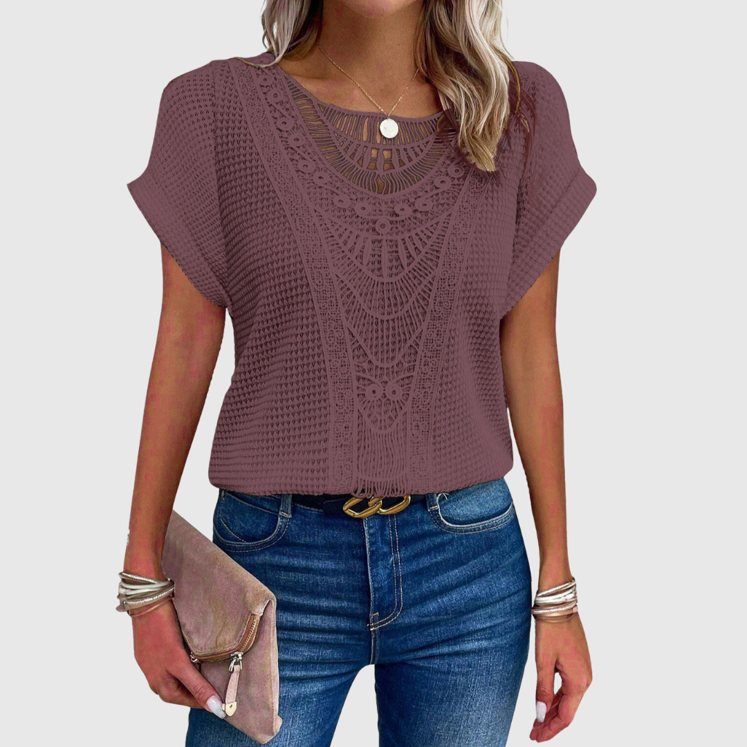 LUCINDA | LACE SHORT SLEEVE TOP