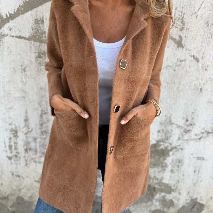 MORWENNA | LONG SLEEVE BUTTON COAT WITH POCKETS