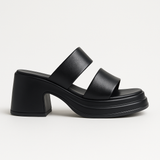 Calf Leather Sandals – Chunky High Heel