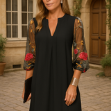 Julia – Embroidered Sleeve Midi Dress