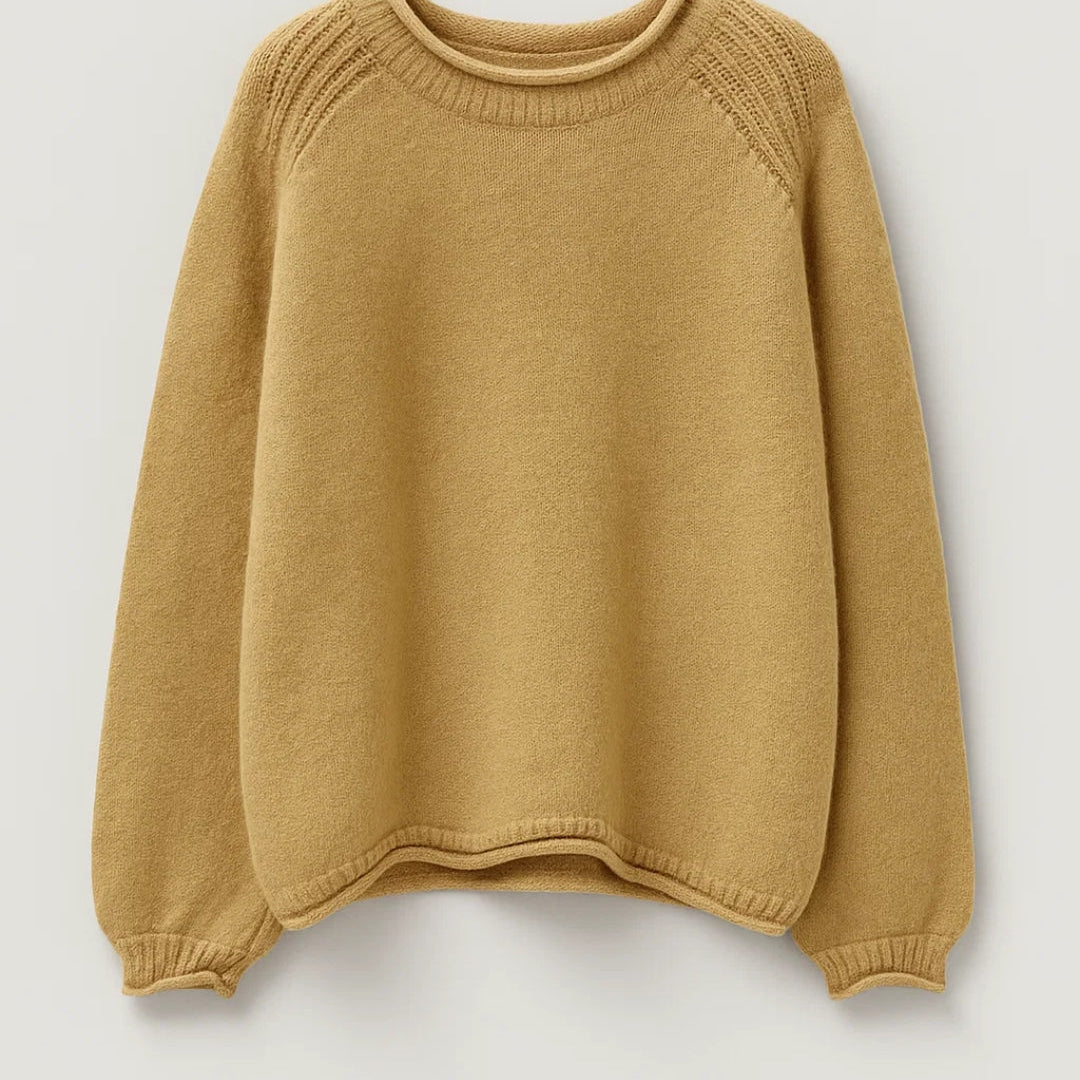 VESNA | SOFT ROUND-NECK KNIT SWEATER WITH SHOULDER DETAIL