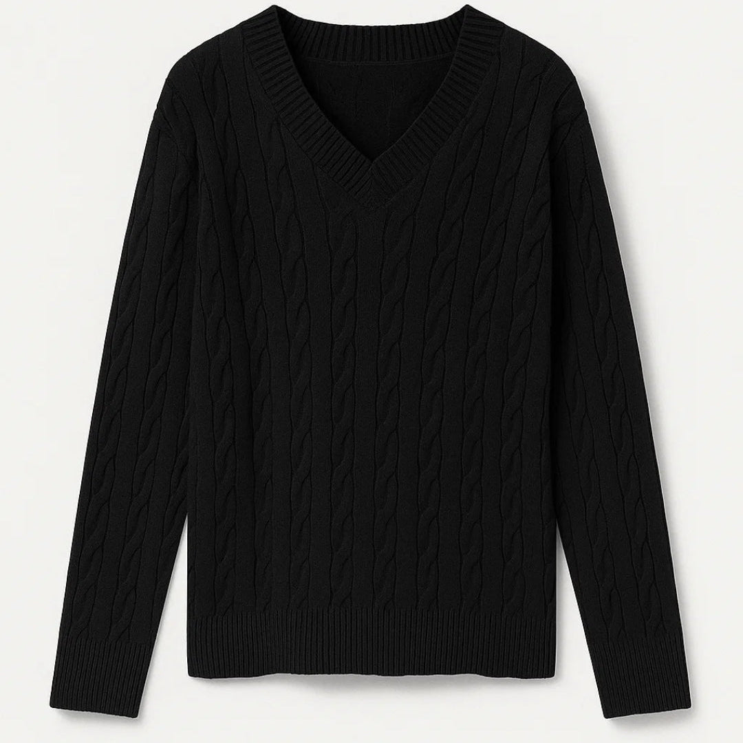 SUNNIVA | V-NECK CABLE-KNIT SWEATER