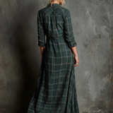 AILENE | CLASSIC GREEN PLAID SHIRT DRESS