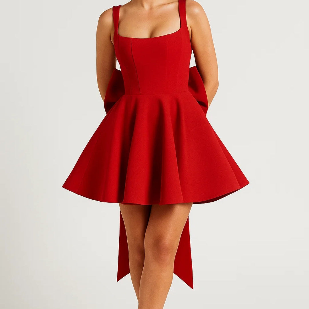 EIRLYS | SQUARE-NECK MINI DRESS WITH BACK BOW
