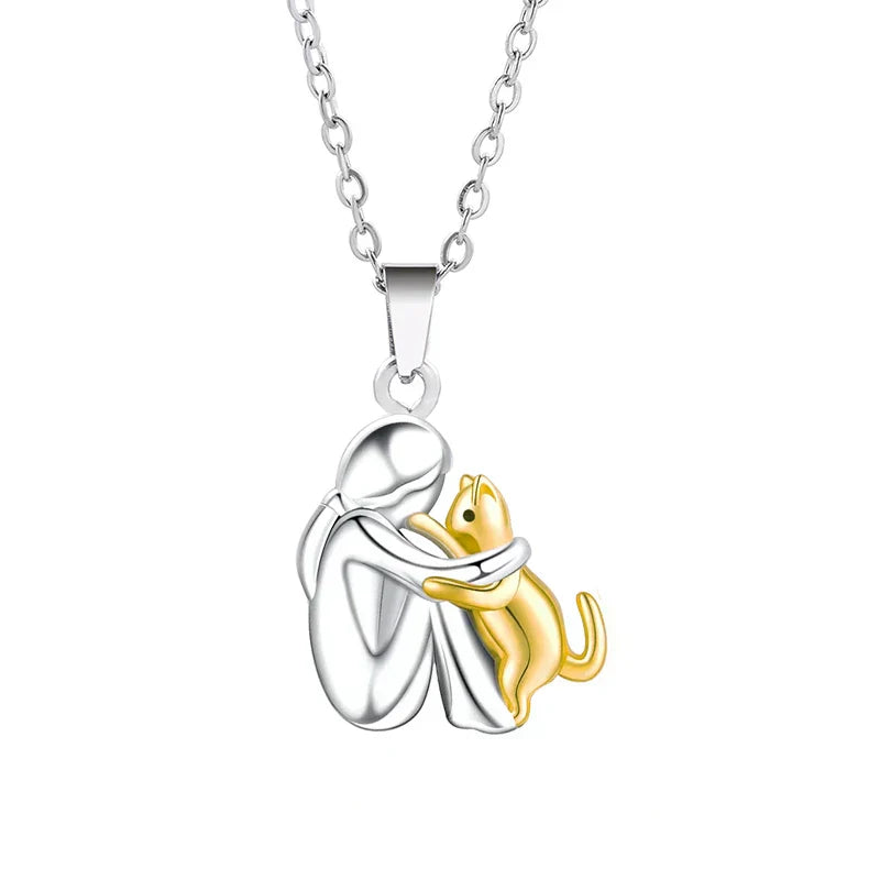 Hugging Cat Pendant Necklace