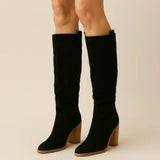SUEVIRA™ | SUEDE BLOCK HEEL BOOTS