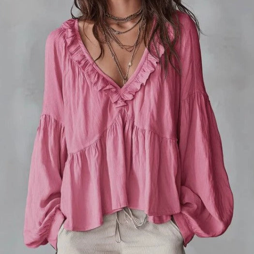 Airy Vintage-Inspired Ruffle Bohemian Blouse