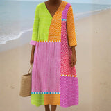 Fátima - Vestido Patchwork Elegante