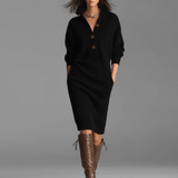 Elisse™ | Elegant Winter Dress with Buttons